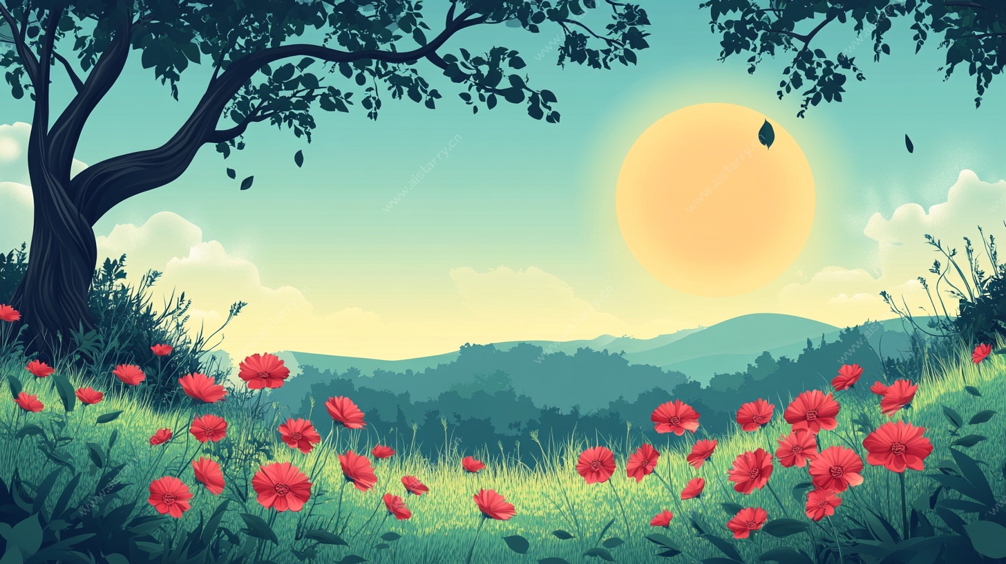 夏日花海中的静谧风光