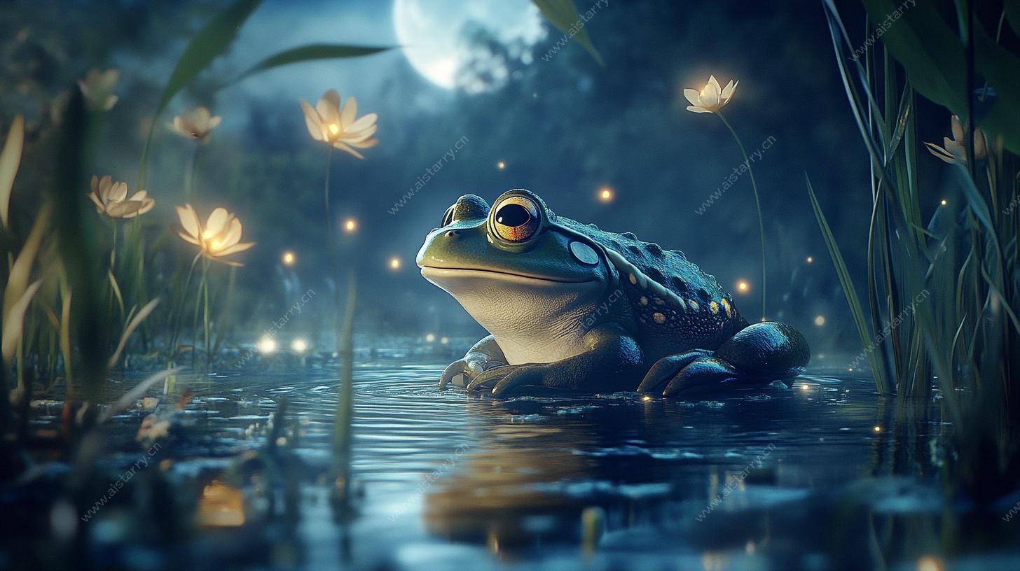 月夜下的梦幻青蛙
