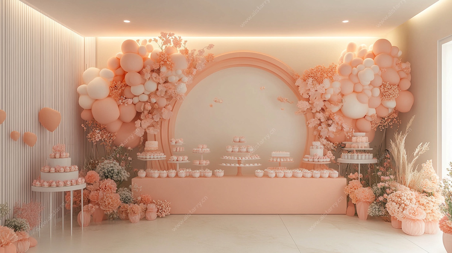 梦幻粉色系甜品装饰场景