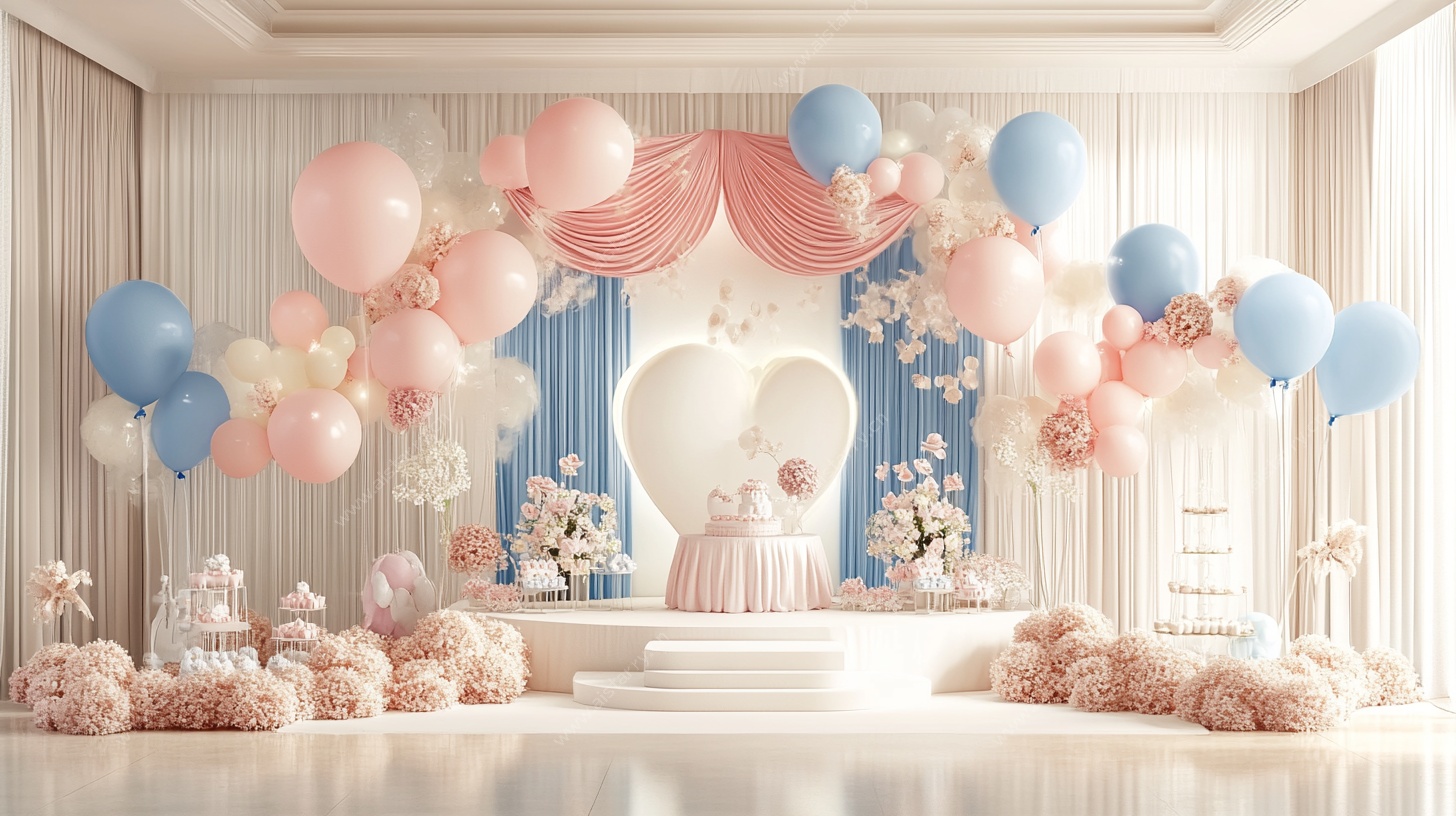 粉色系宝宝宴梦幻布置