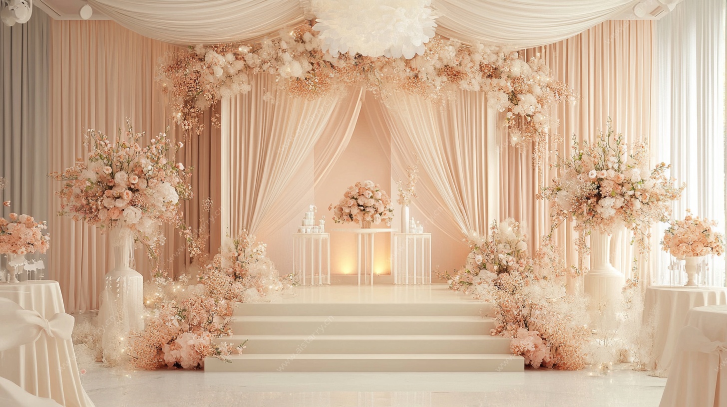 浪漫粉色系婚礼仪式区