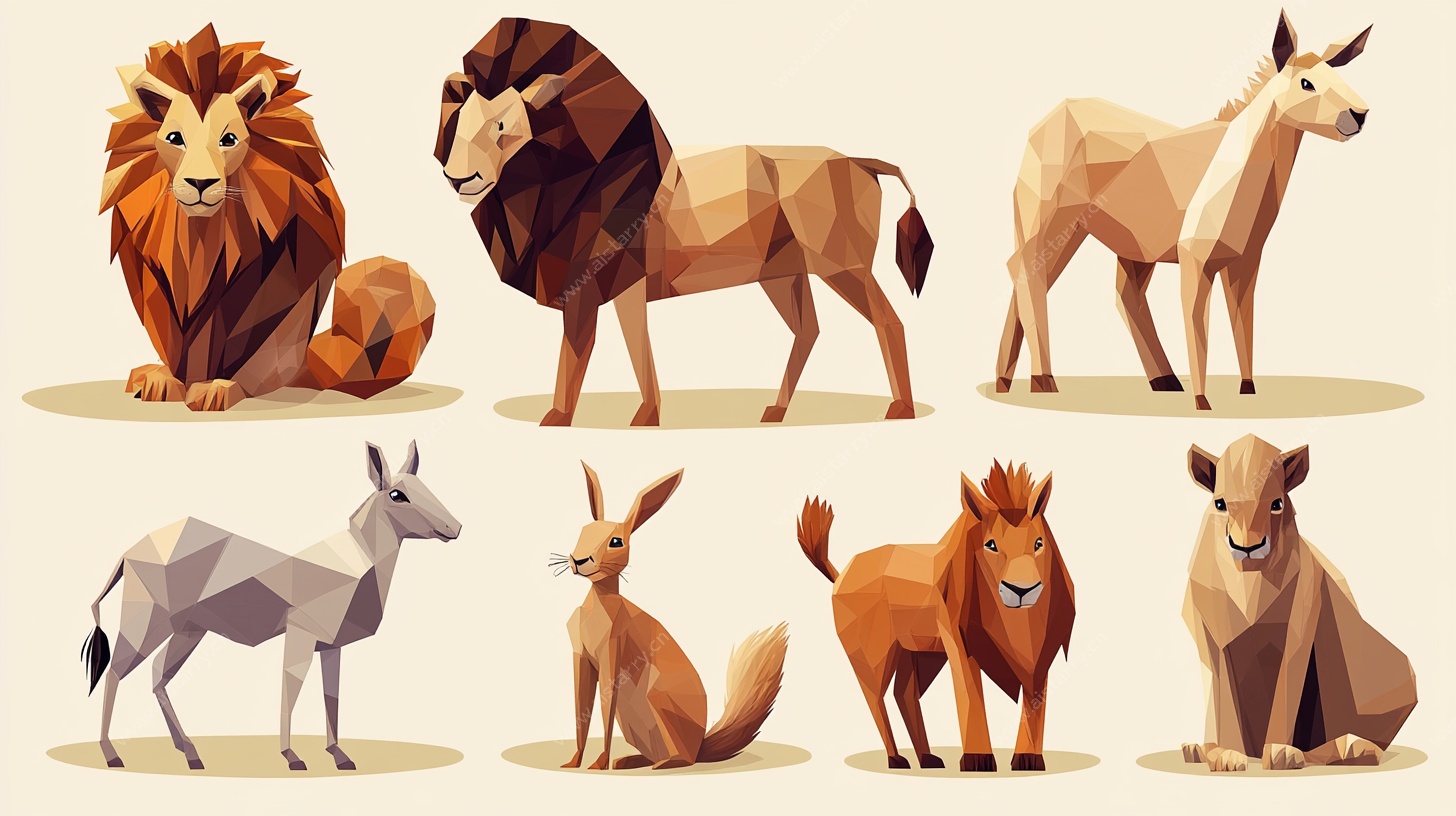 几何风格野生动物插画