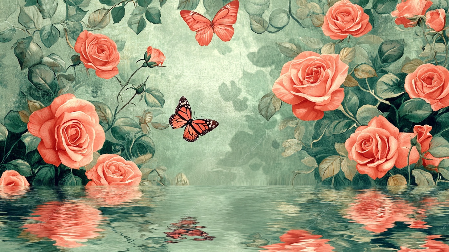 玫瑰湖畔蝶舞图