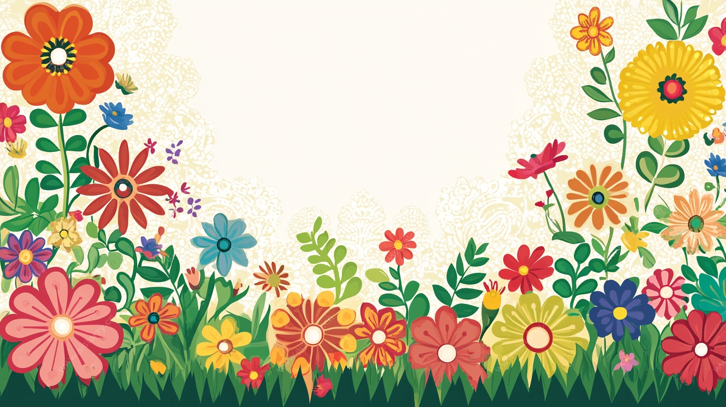 多彩花卉边框插画