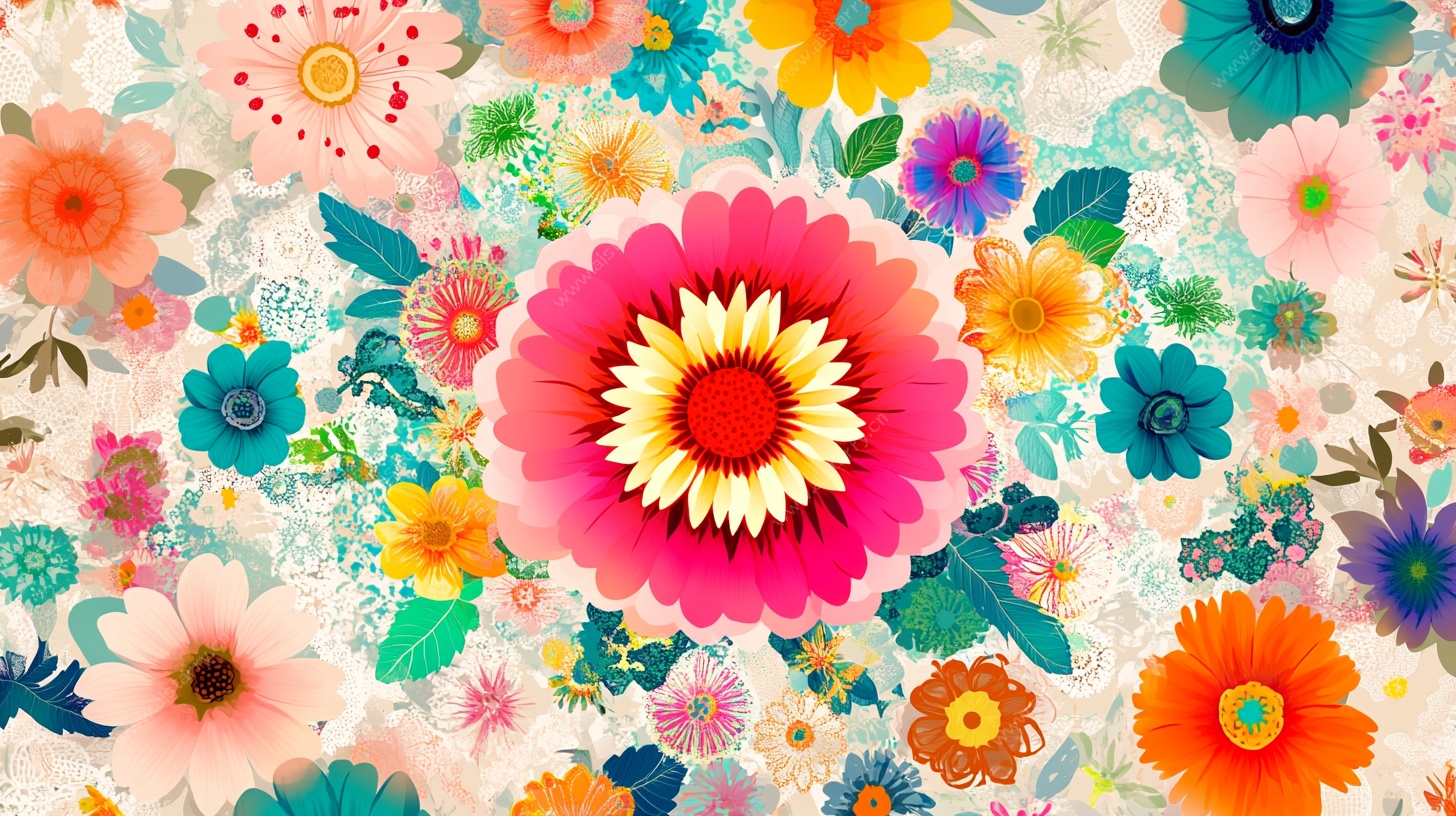 缤纷花卉图案背景