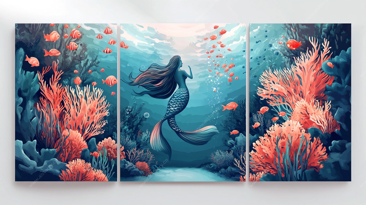 深海美人鱼珊瑚梦幻画作