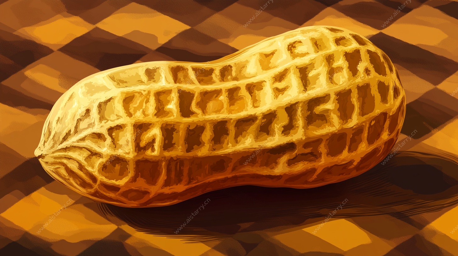 插画花生 方格背景下的坚果