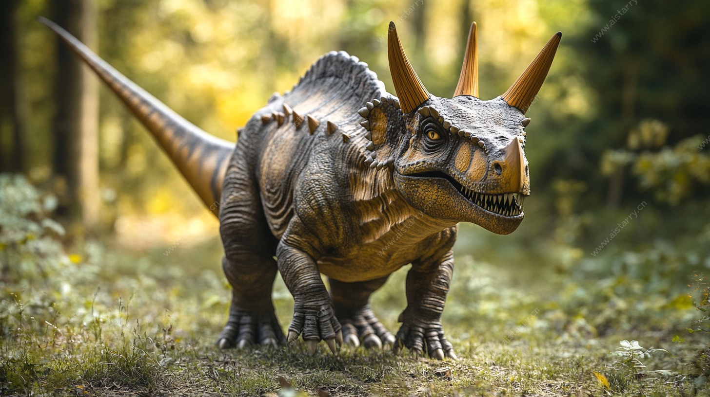 森林中的三角龙模型