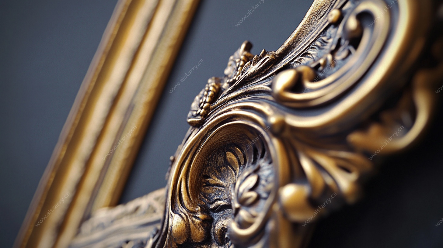 古典金色雕花画框细节