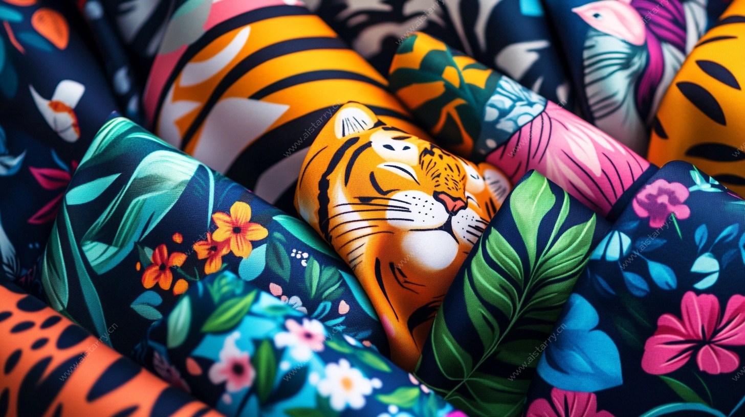 多彩虎纹印花布料展示