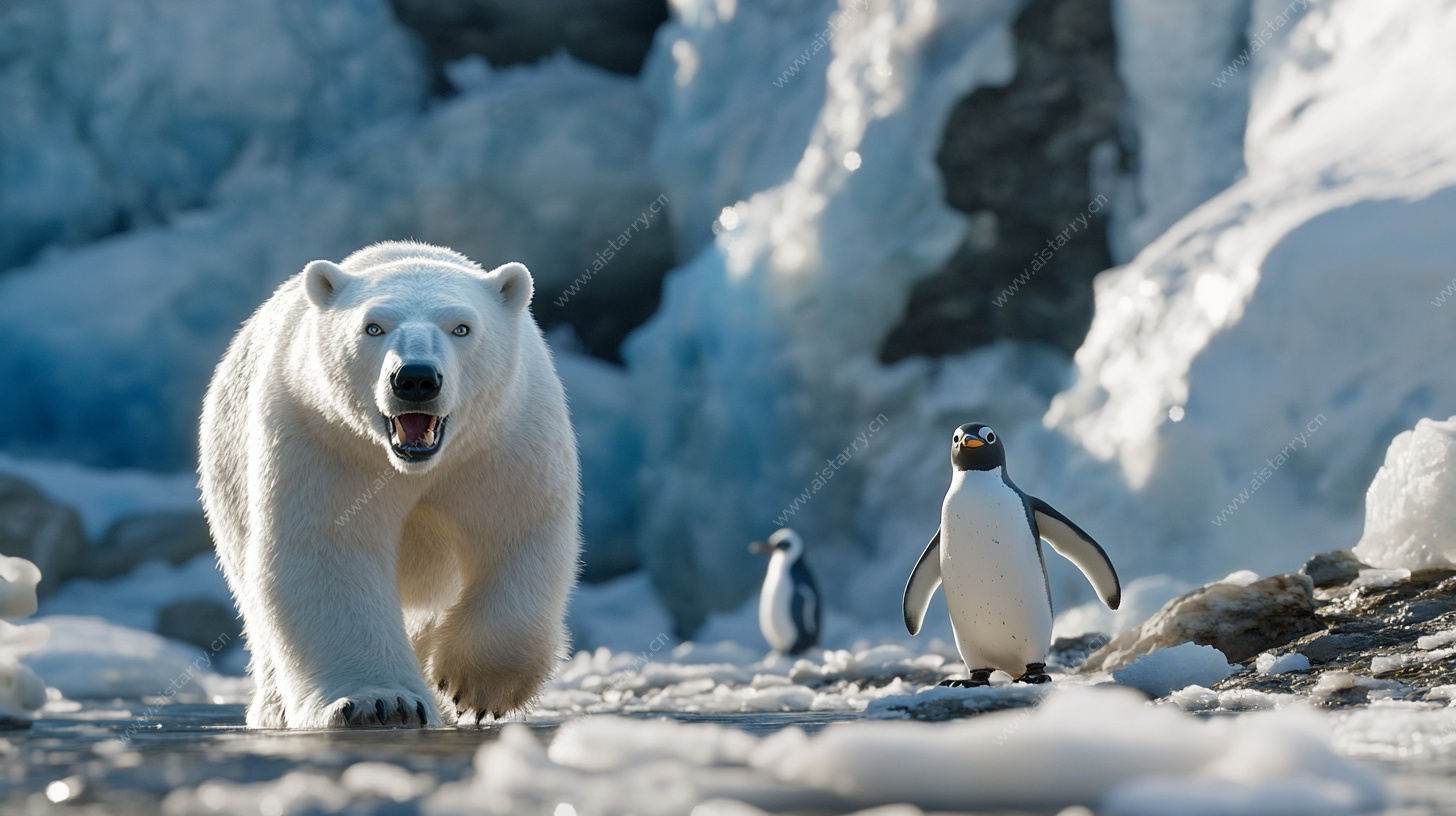 北极熊与企鹅的冰雪奇遇