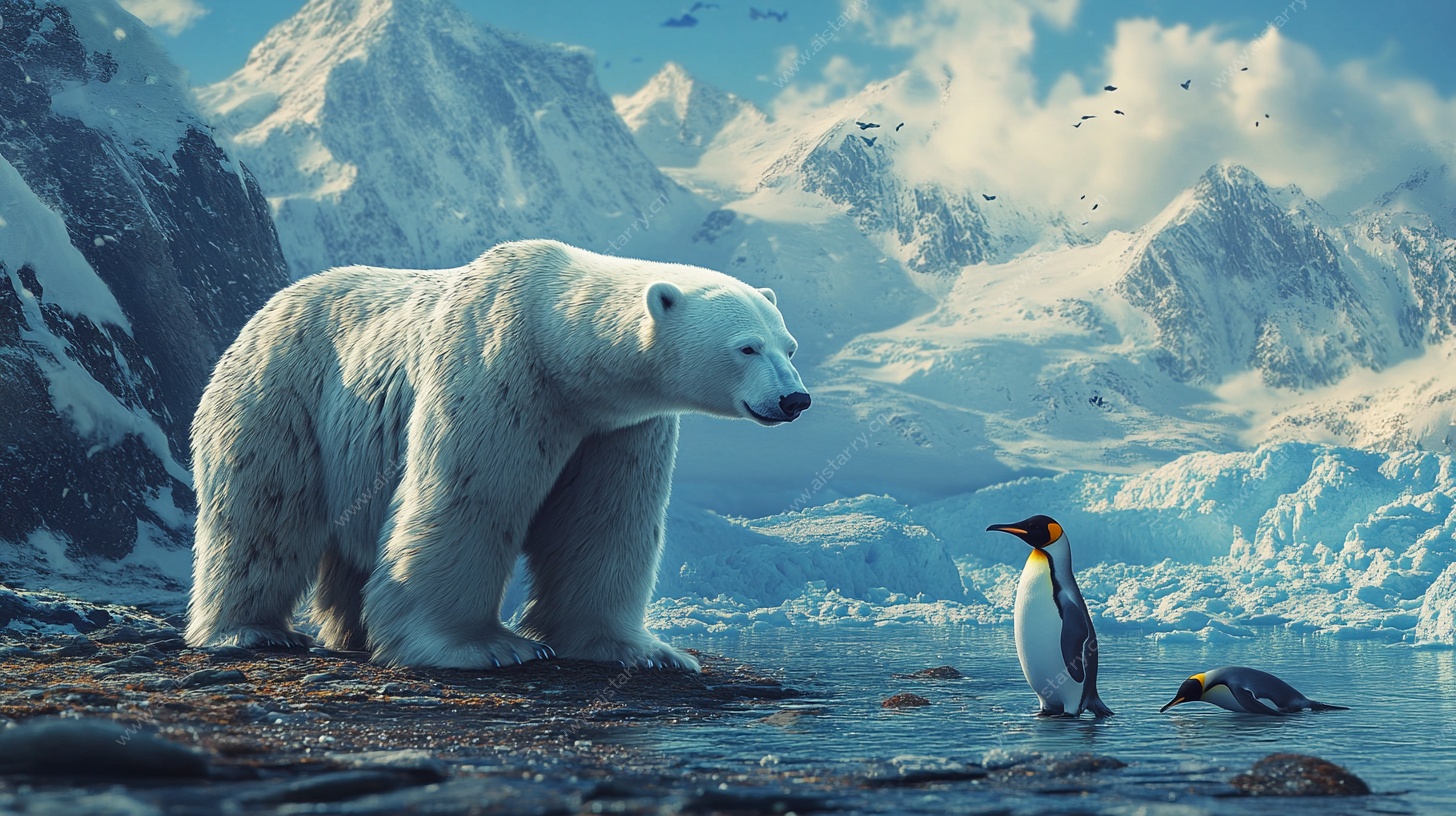 北极熊与企鹅的奇幻相遇