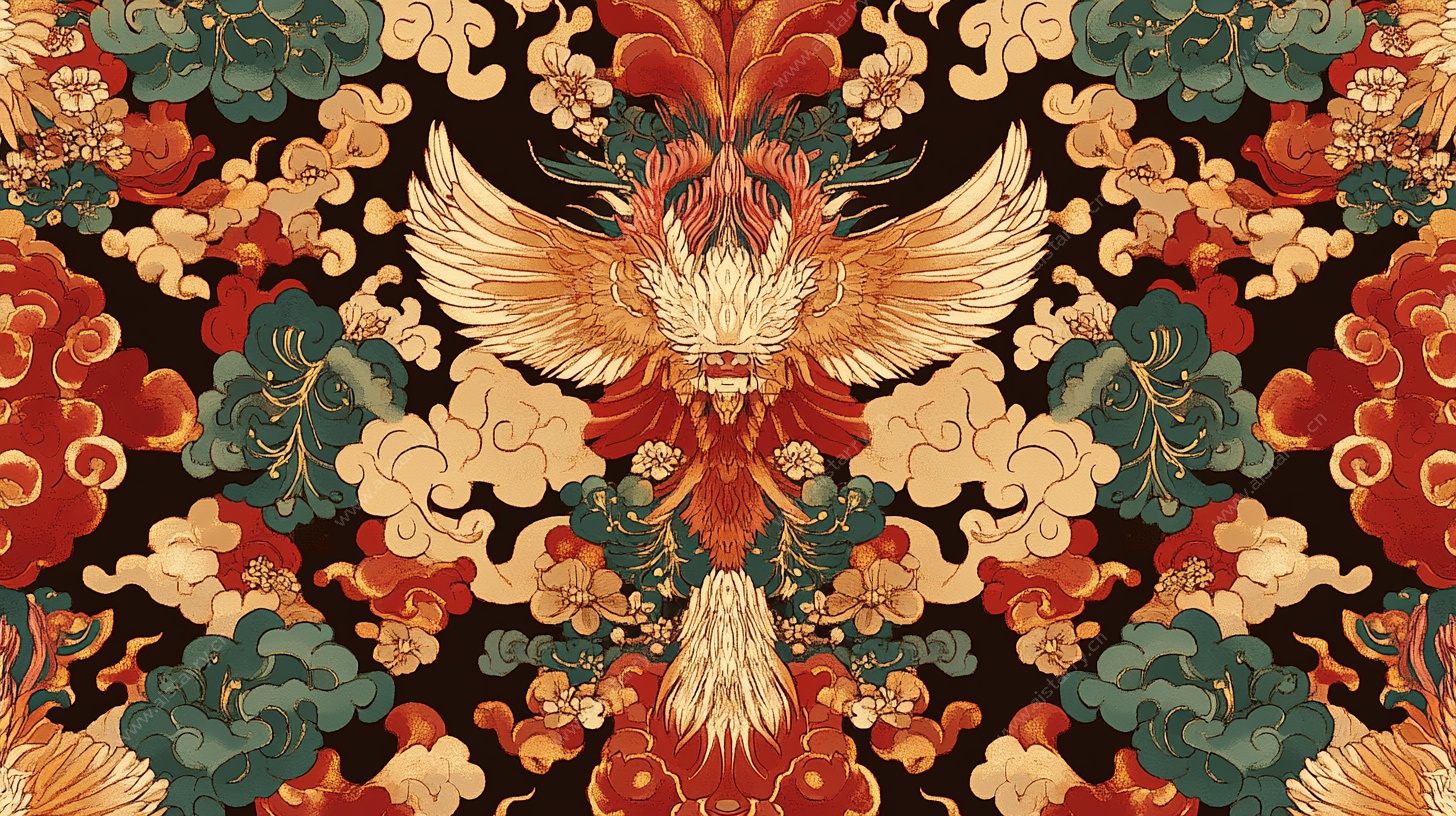 中式凤凰祥瑞花纹图案