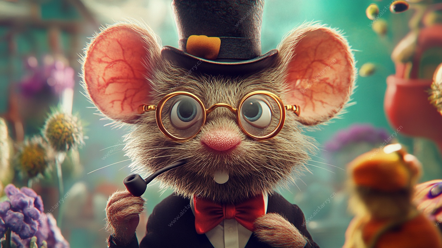 戴着礼帽的绅士老鼠