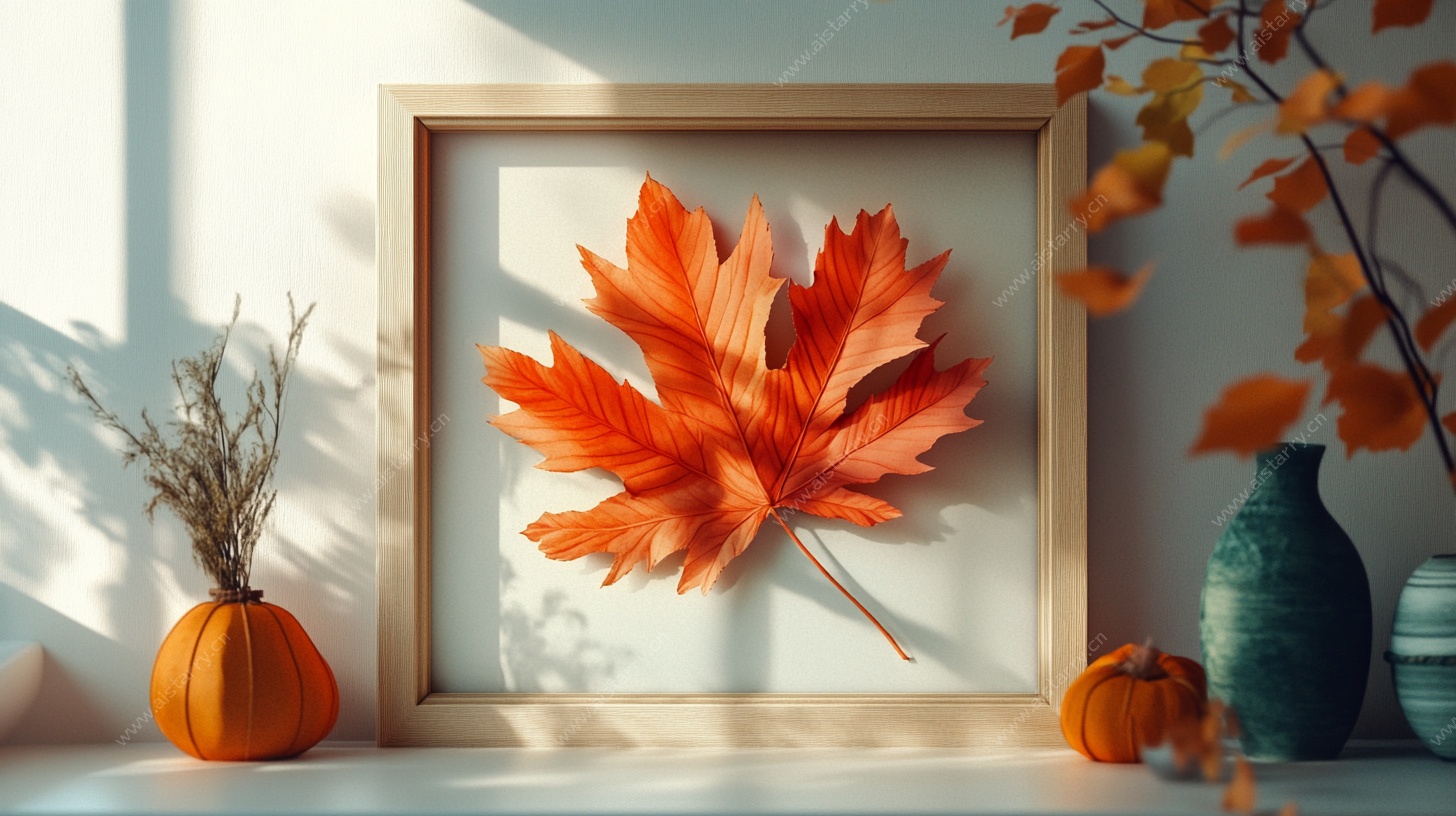 秋日枫叶框景装饰画
