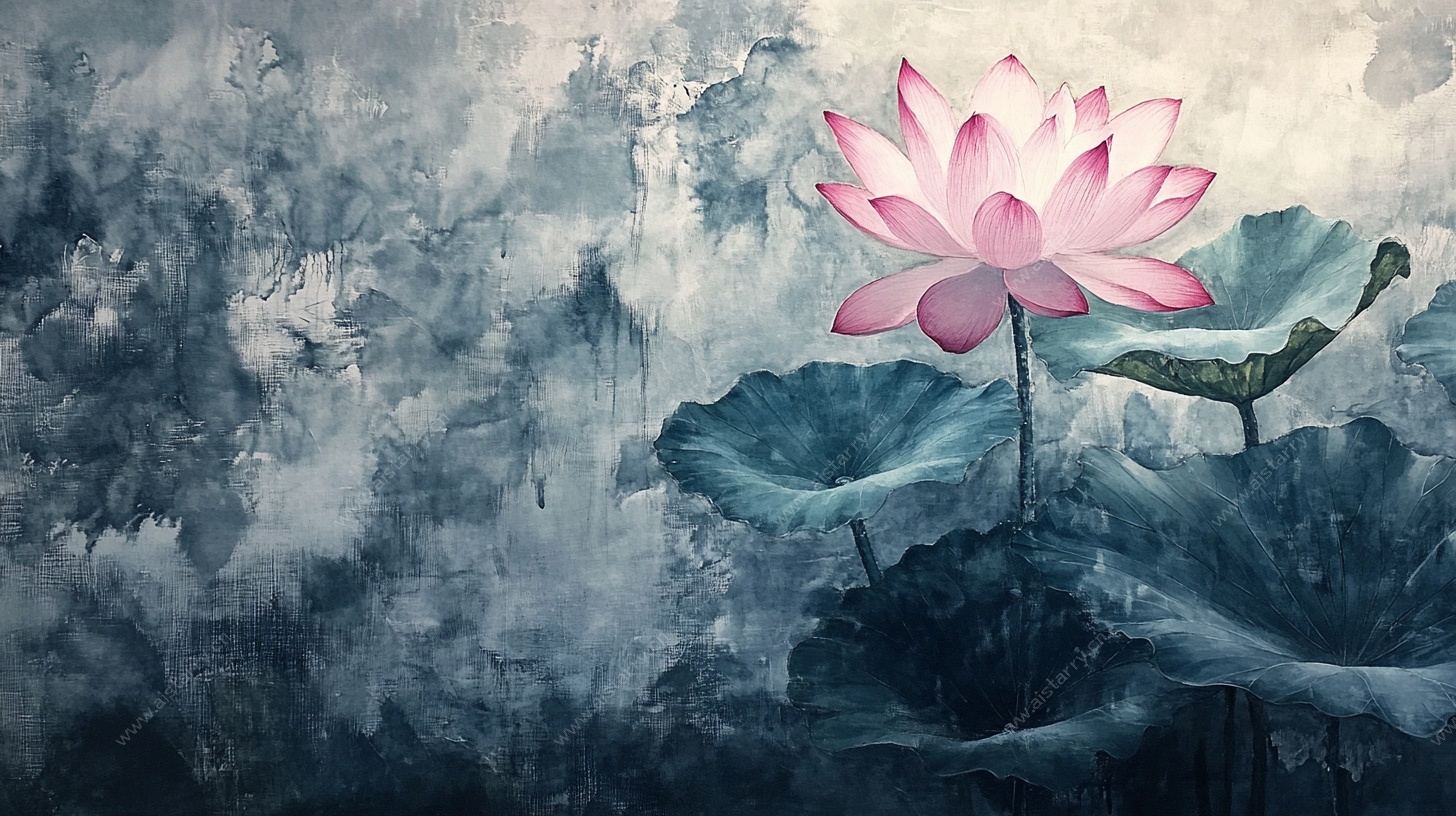 水墨荷花意境图