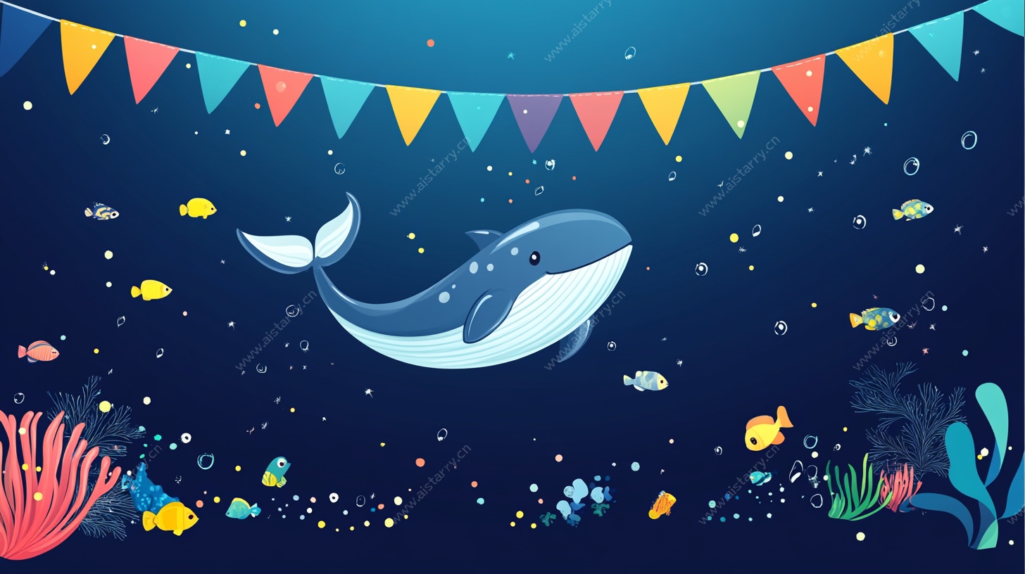 海底欢乐派对鲸鱼插画