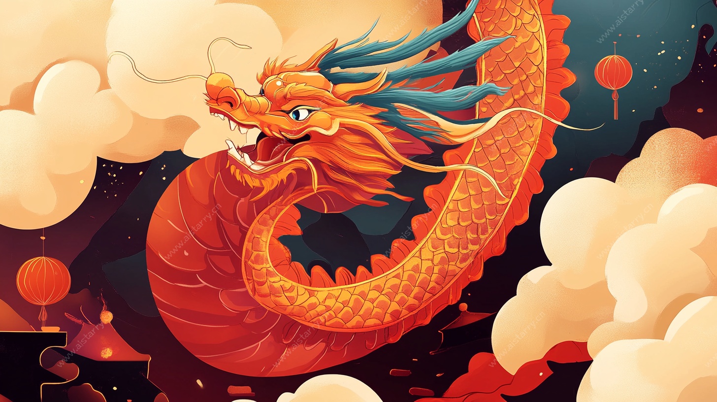 中国龙在云海中飞舞