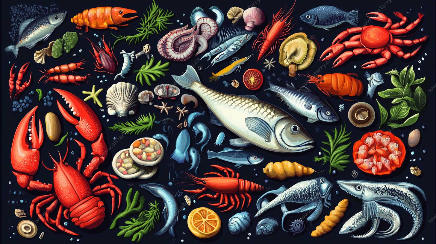多彩海鲜插画集合