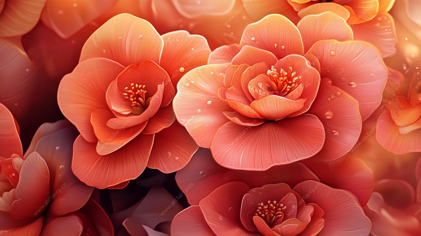 娇艳盛开的橙色花卉