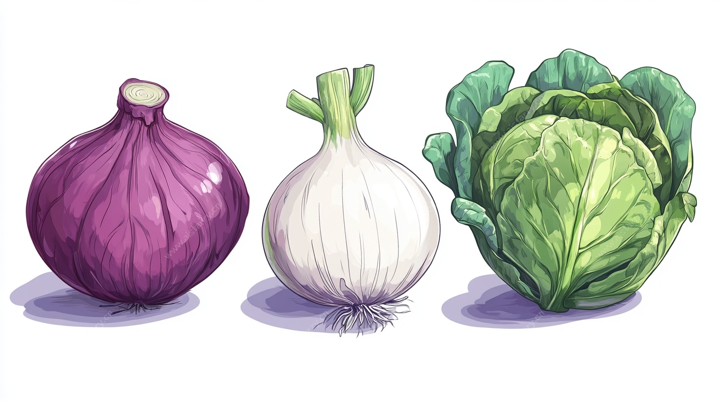 洋葱白菜插画