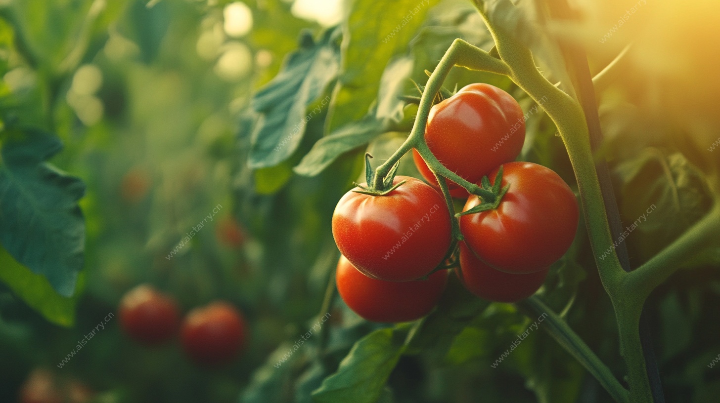 阳光下的成熟番茄