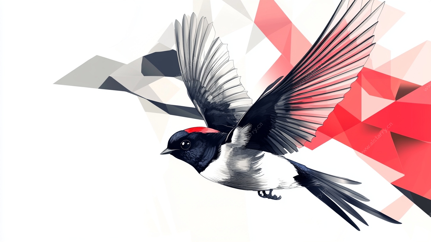 几何风格飞翔小鸟插画