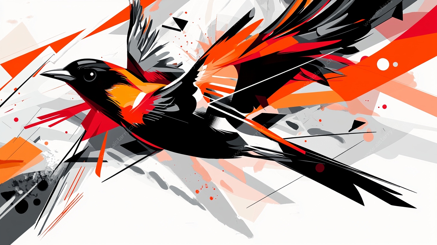 动感飞鸟抽象艺术插画