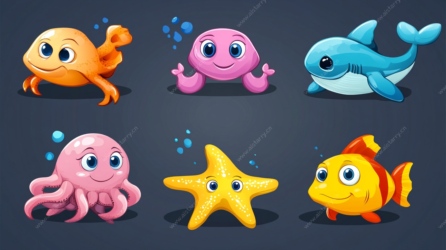 可爱海洋动物卡通形象