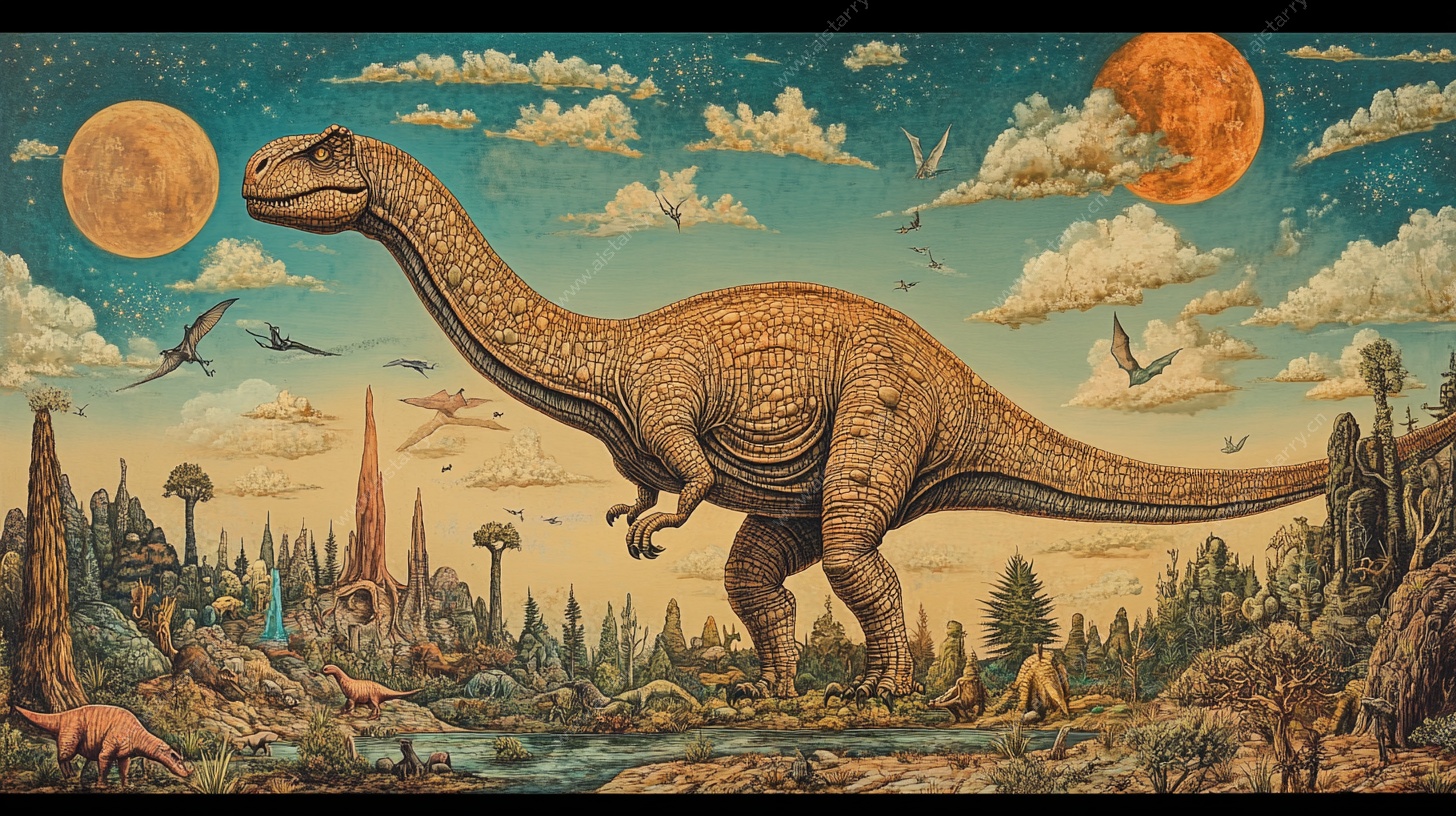 远古恐龙的奇幻生态图景