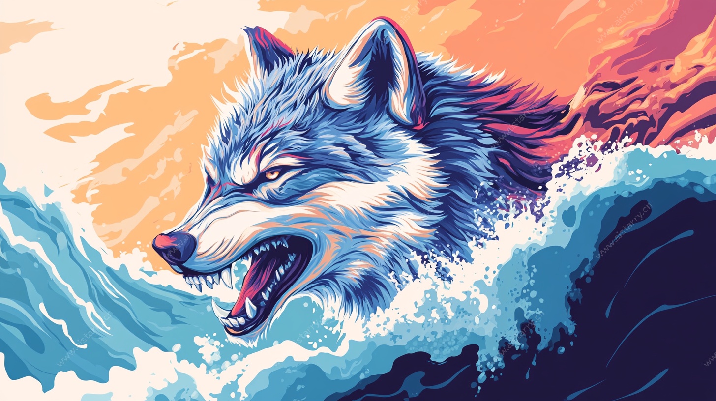 狼跃浪潮间的野性力量