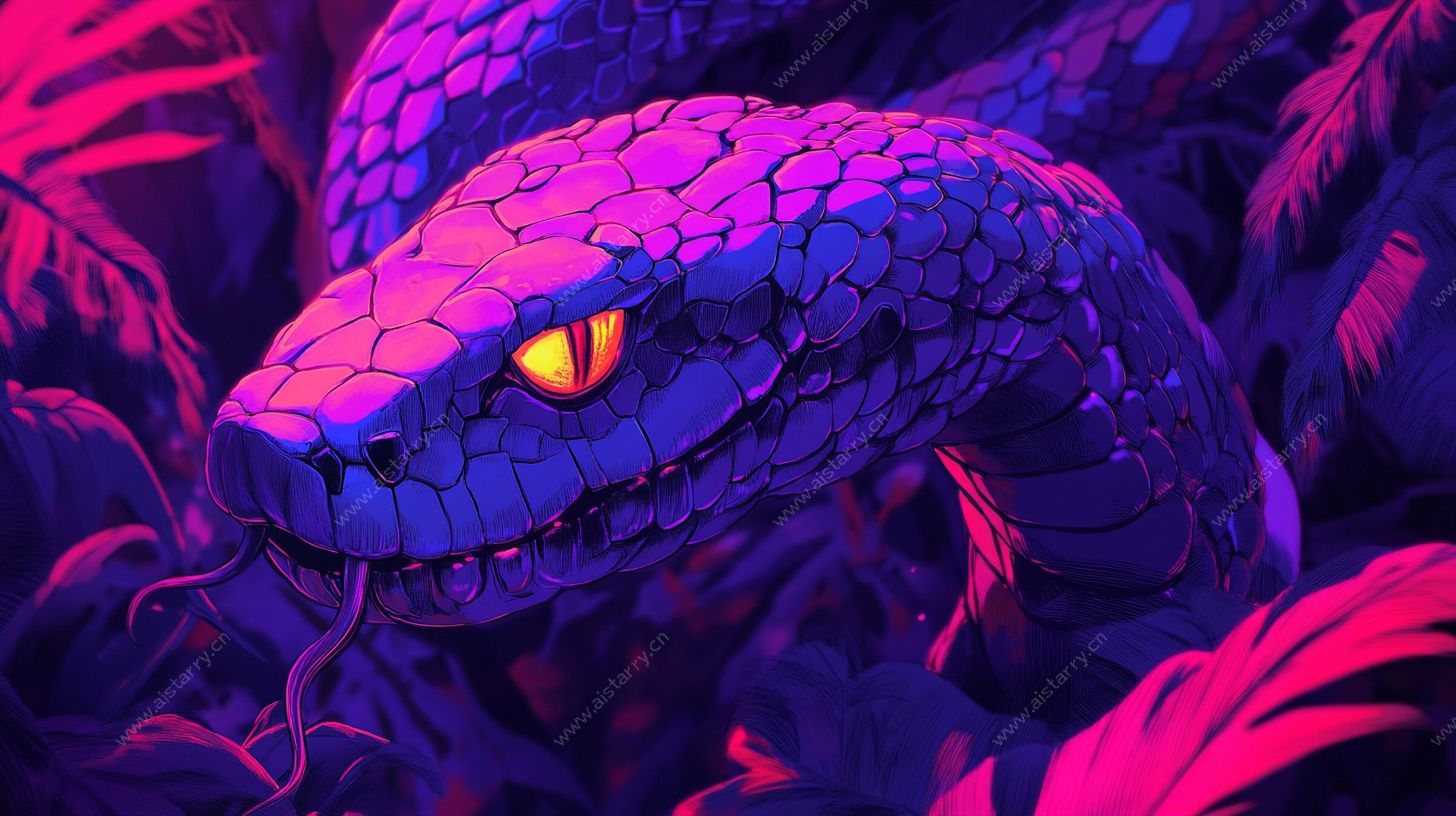 霓虹色神秘巨蛇特写