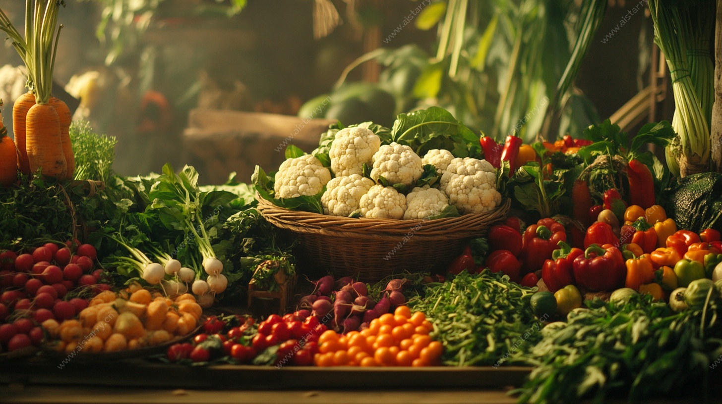 多彩新鲜蔬菜陈列