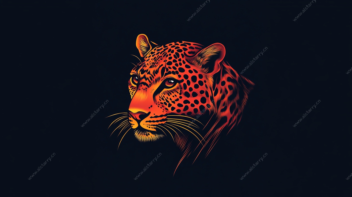 橙色猎豹头像插画