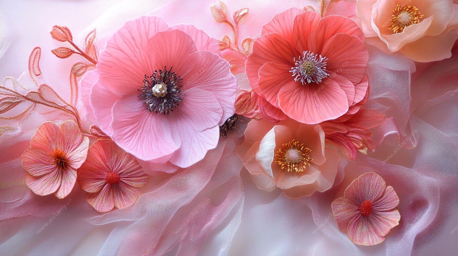 粉色梦幻纸艺花朵装饰