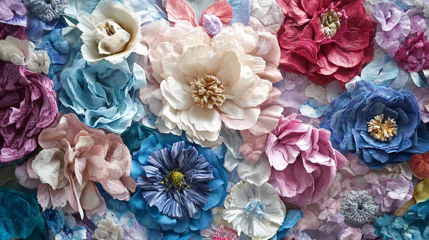 多彩纸艺花卉装饰图案