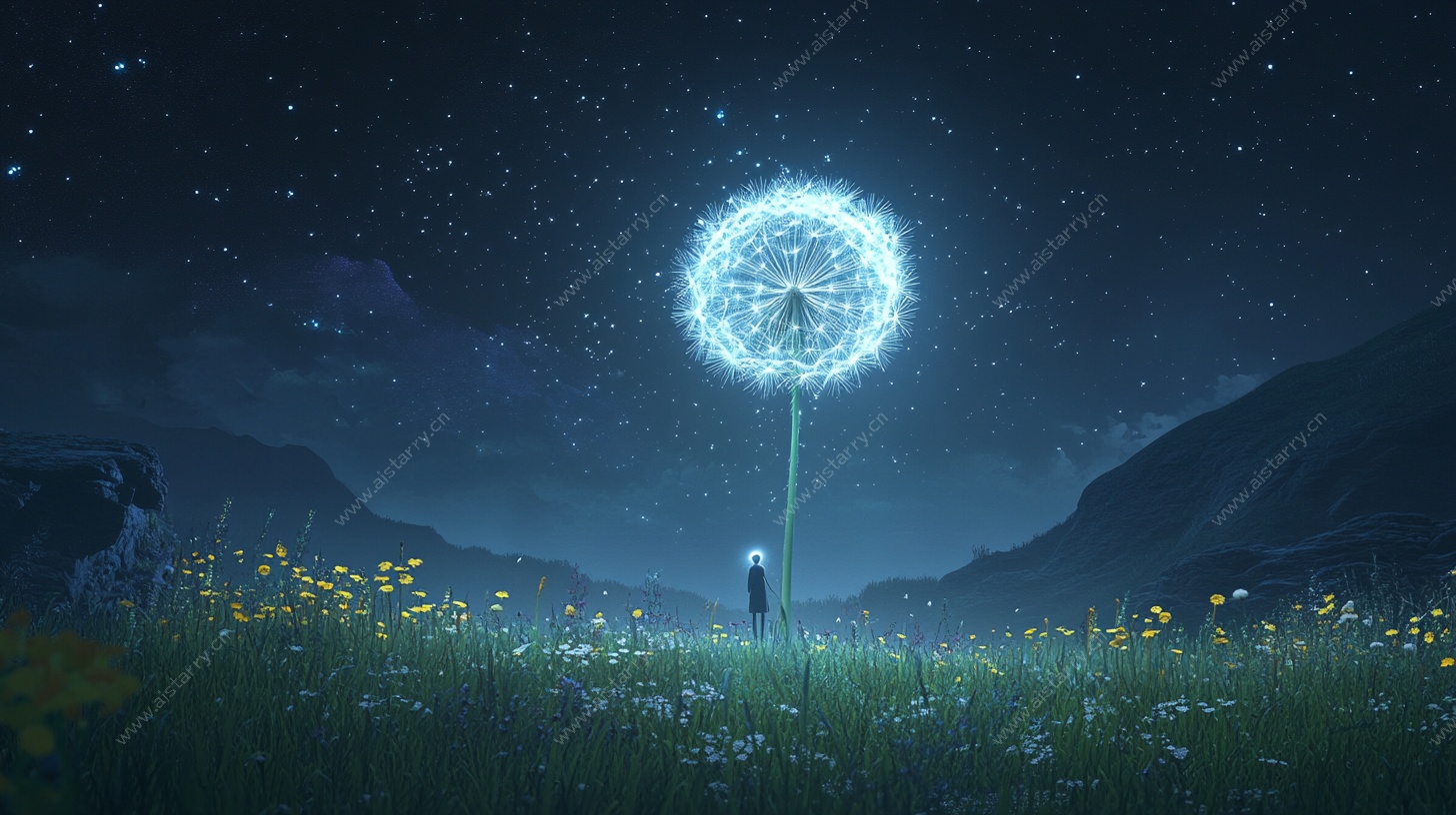 梦幻夜下的蒲公英之旅