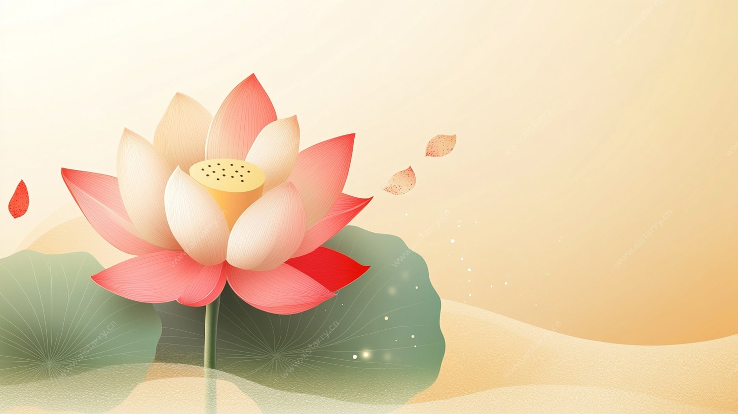 夏日盛开的粉色荷花