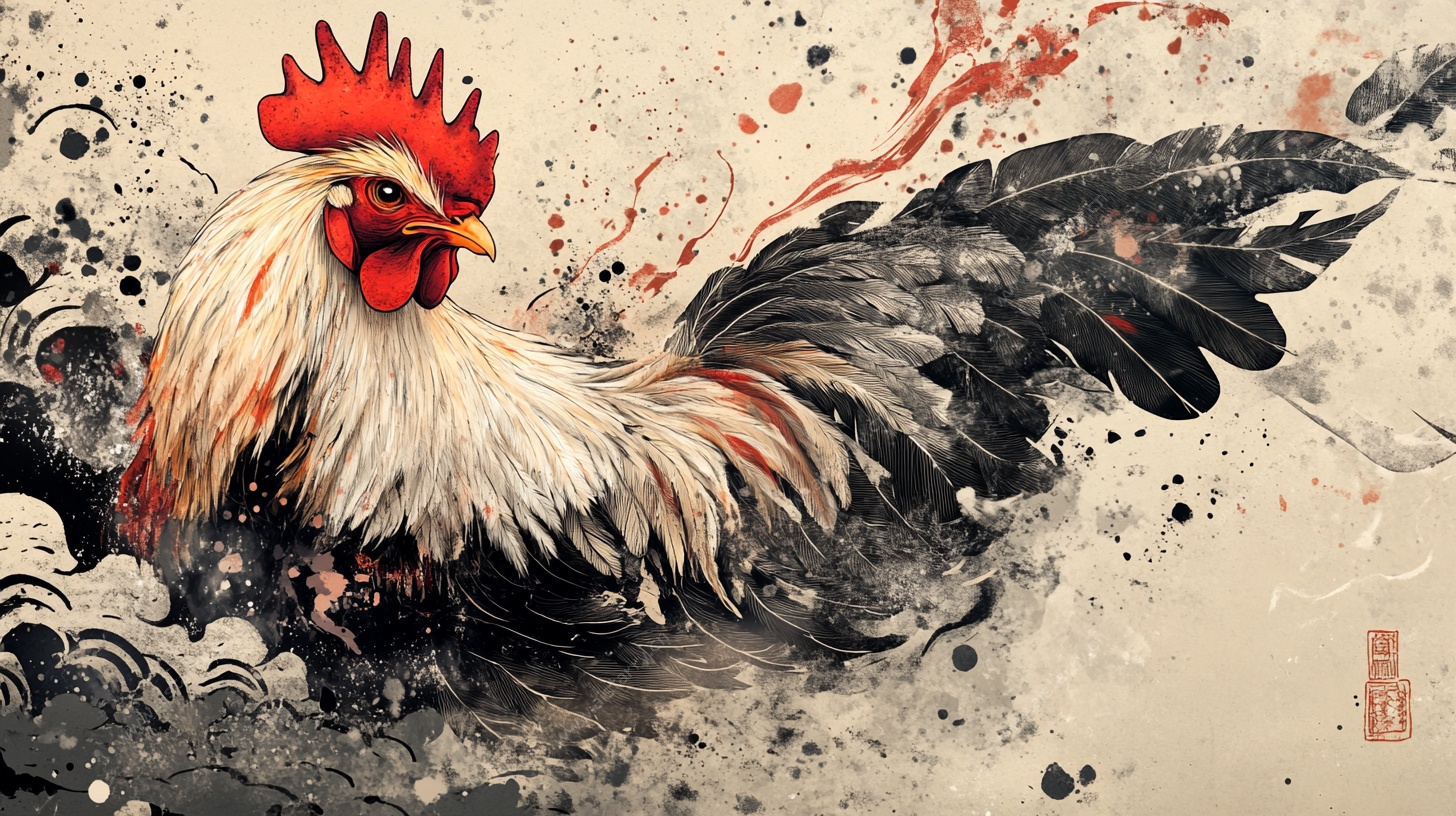 水墨风格雄鸡图