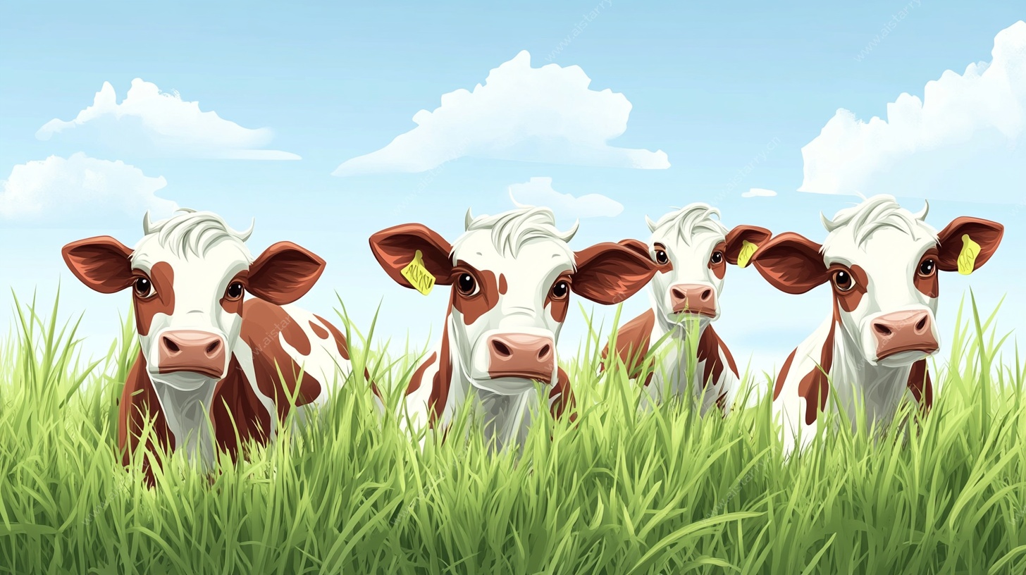 草地上的可爱奶牛群