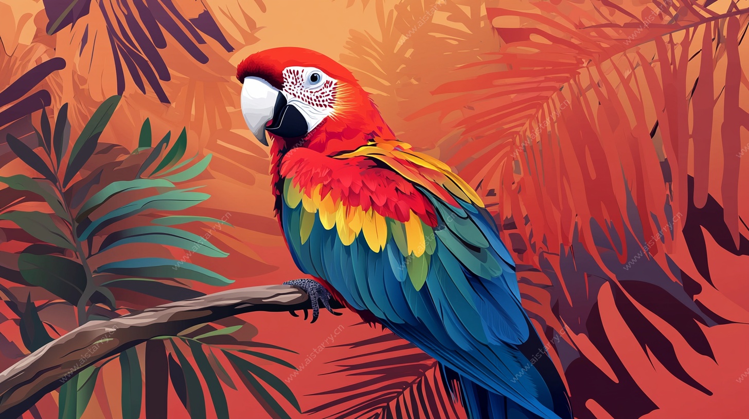 栖息于丛林的多彩鹦鹉