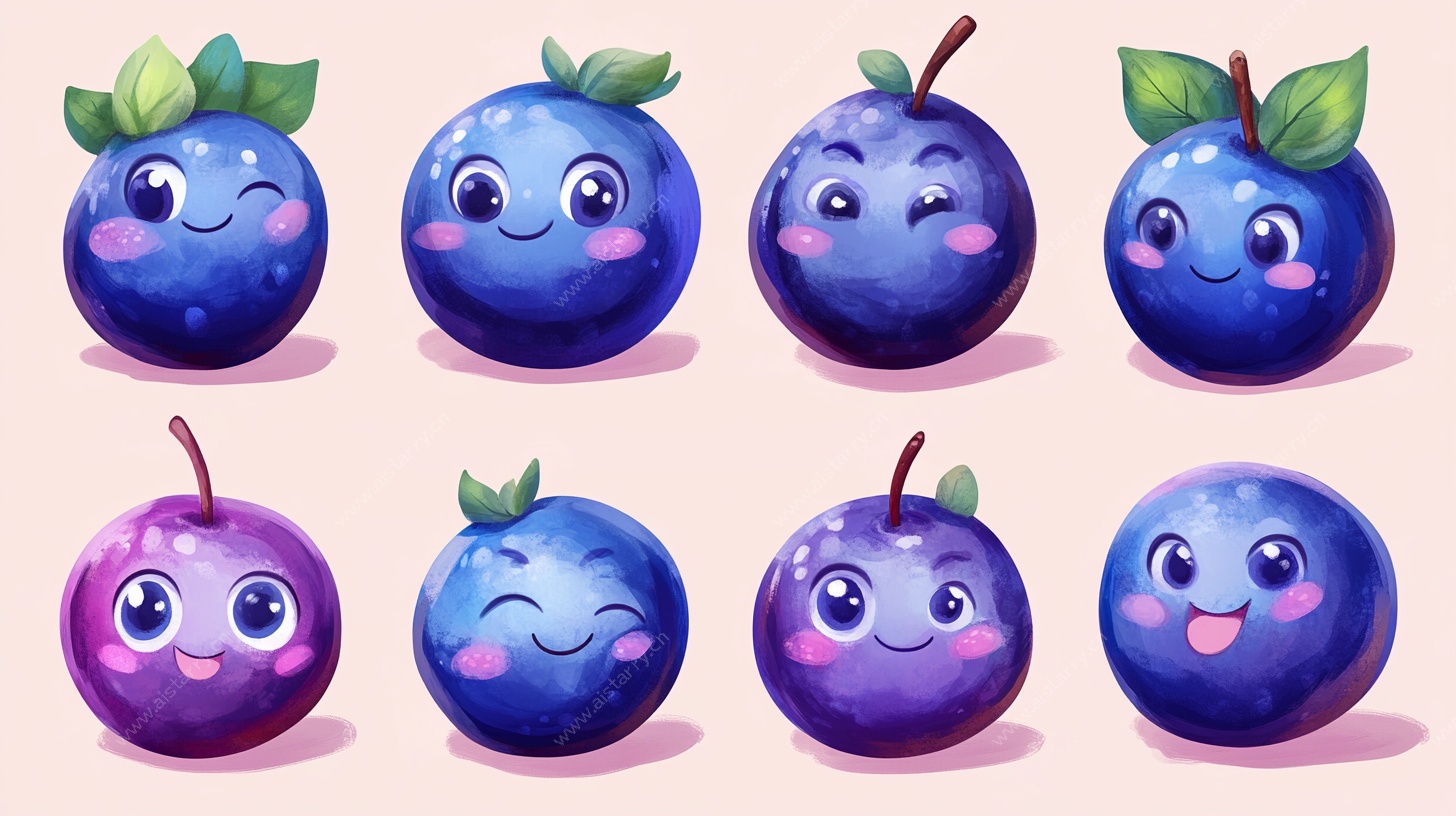 可爱蓝莓卡通形象集合
