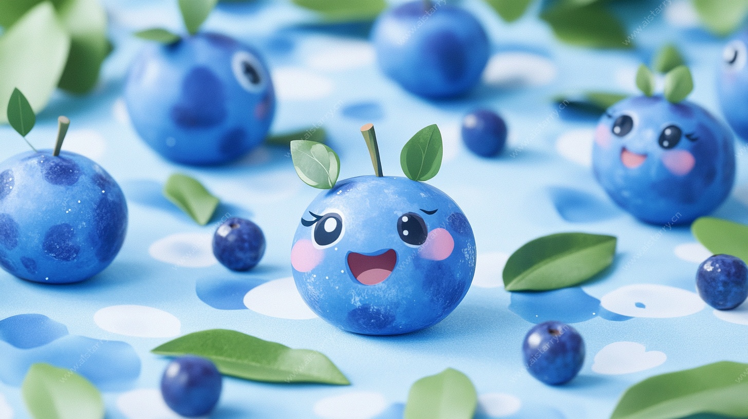 可爱卡通蓝莓萌趣场景