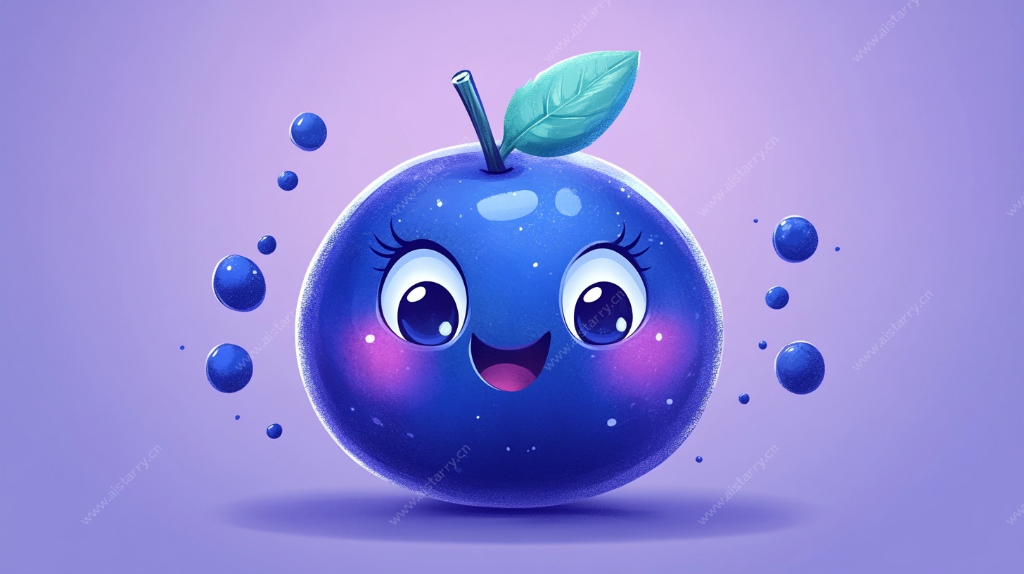 可爱蓝色卡通苹果形象