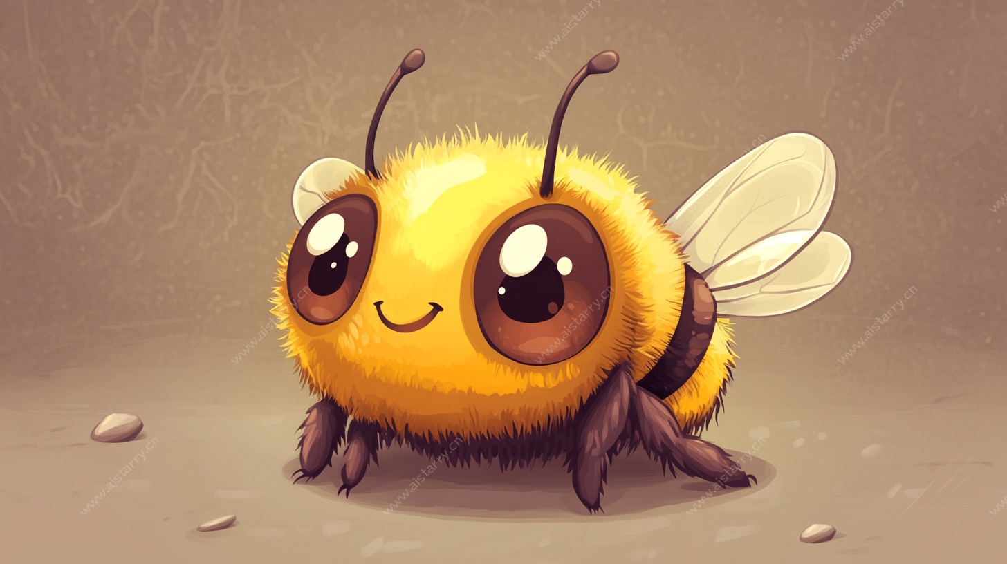 可爱毛绒小蜜蜂插画