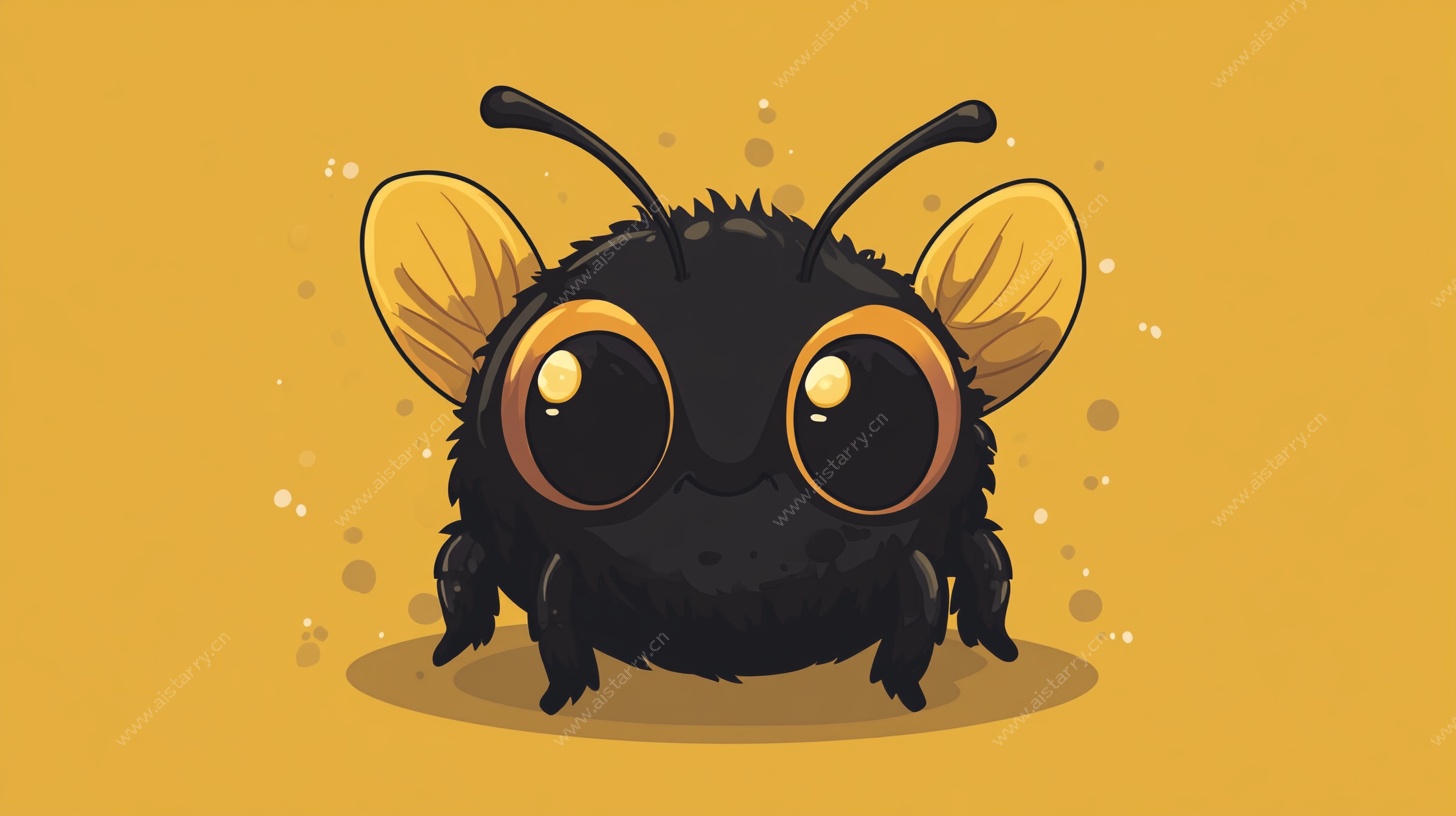 可爱毛茸茸蜜蜂插画