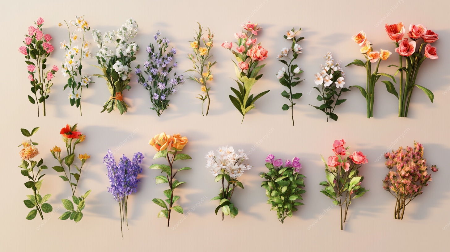 多彩仿真花卉展示