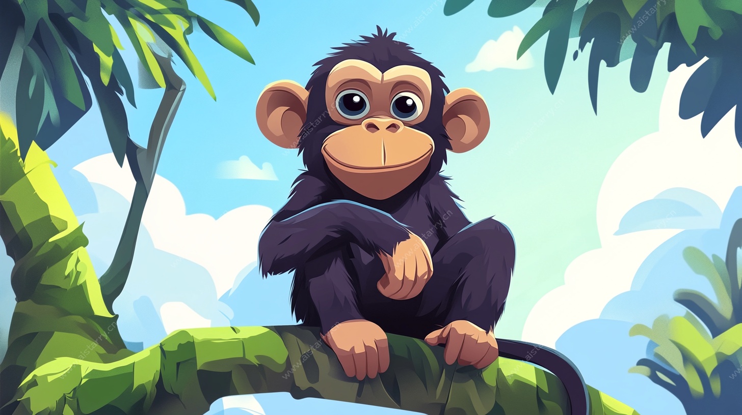 树枝上的可爱小猴子