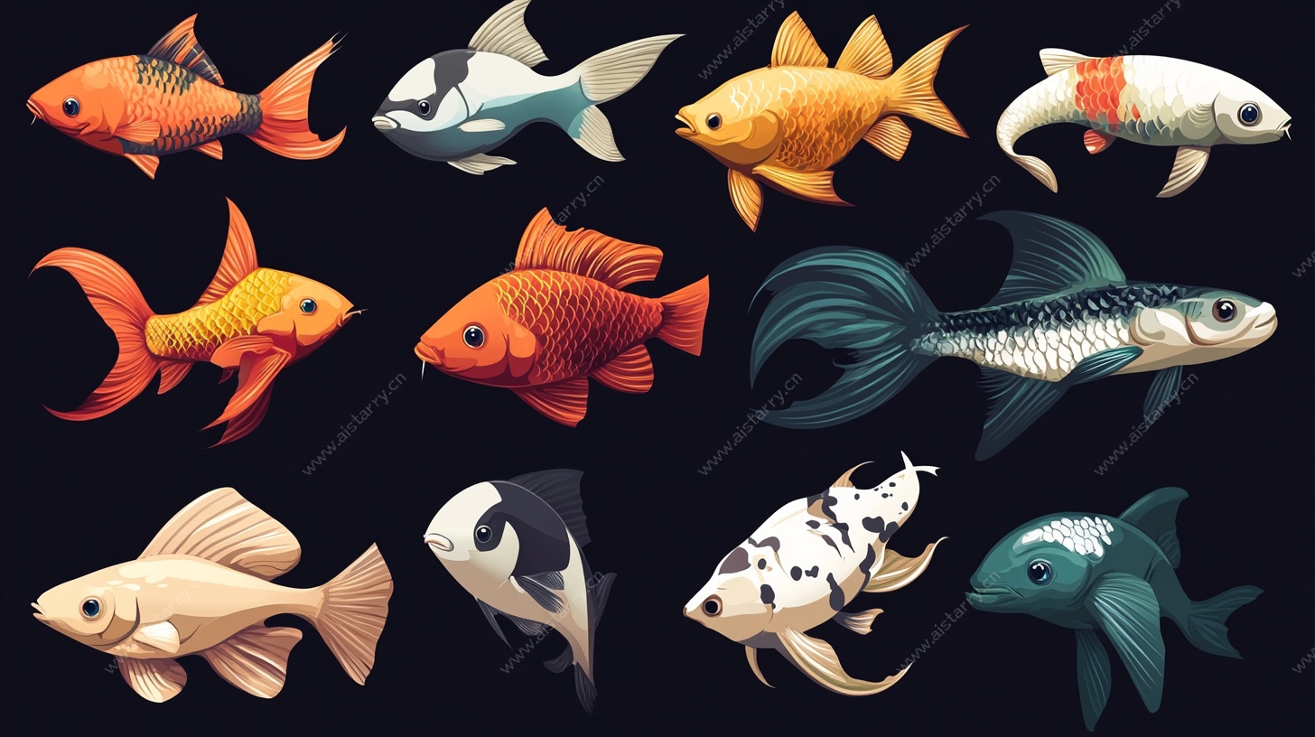 多彩金鱼插画集合