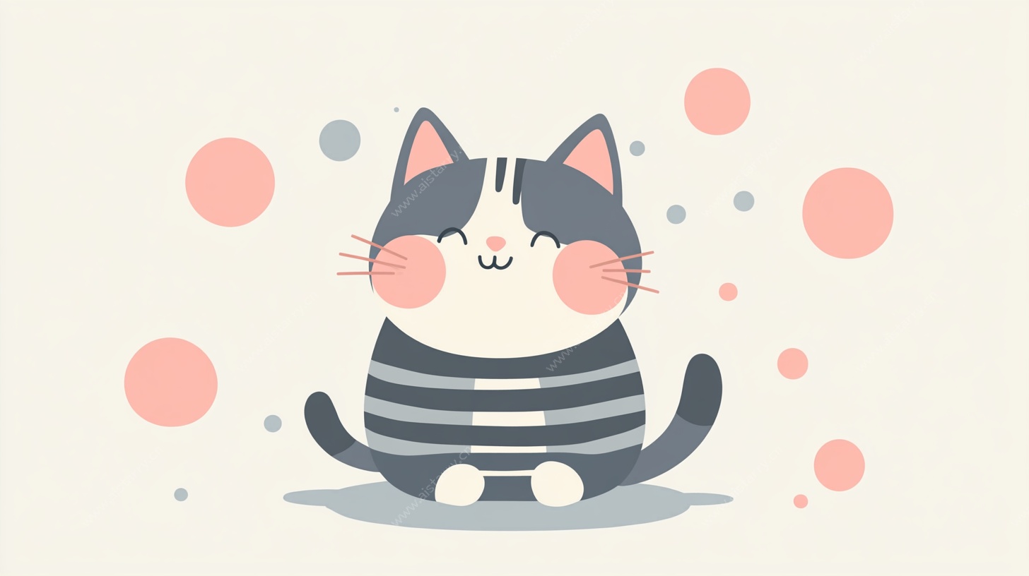 可爱条纹猫卡通插画